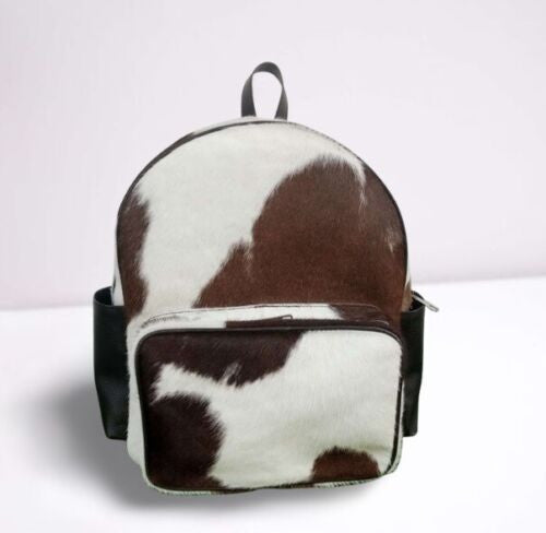 Small Cowhide Backpack Brown White