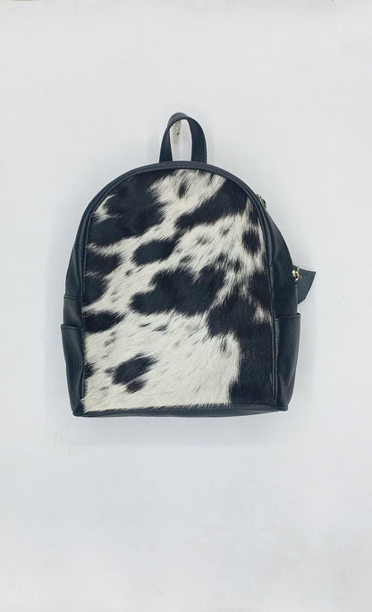 Black White Mini Cowhide Backpack