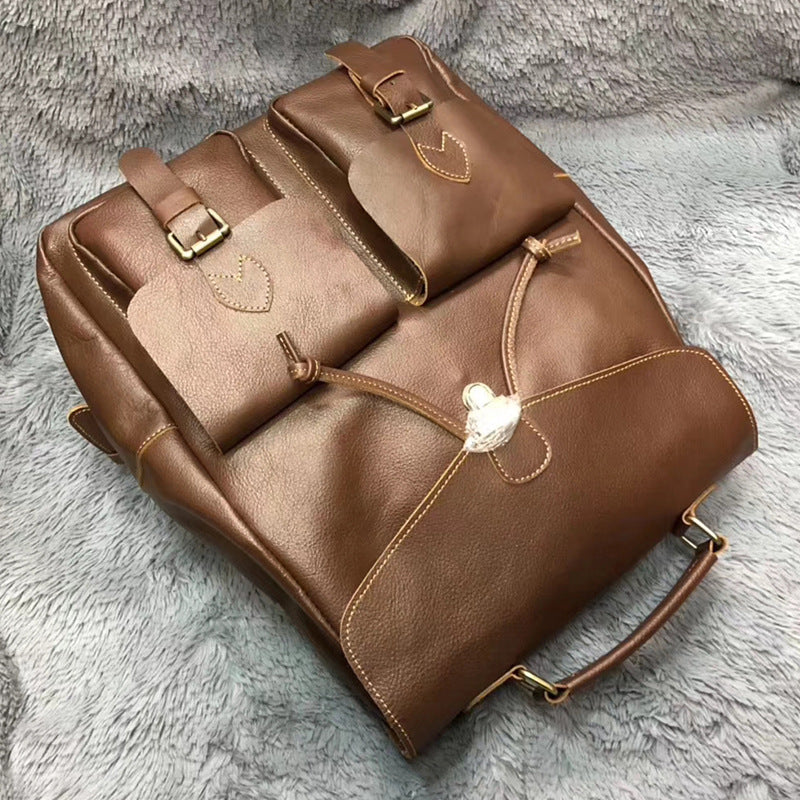 Crazy horse leather laptop backpack