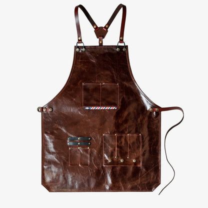 Genuine Leather Cooks Apron with Utility Pockets for BBQ and Grilling