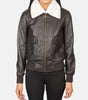 black leather jacket women bomber