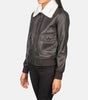 black leather jacket women bomber