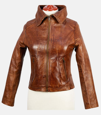 Distressed Brown Leather Jacket