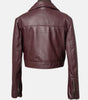leather jacket burgundy women's