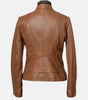 brown leather jacket for women slim fit