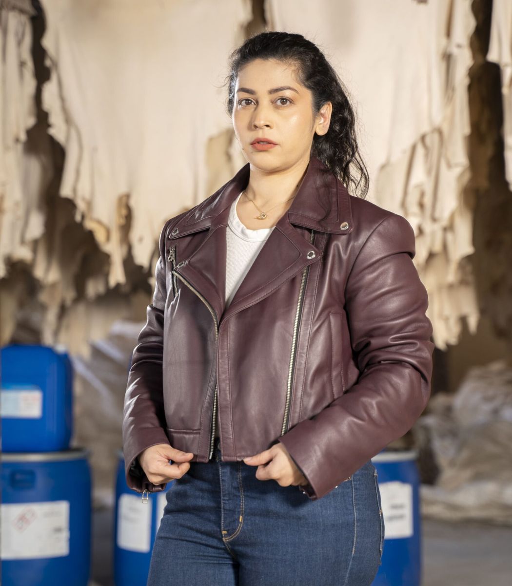 leather jacket burgundy women's