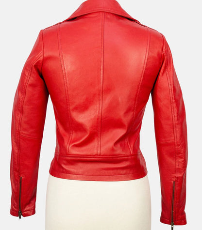 red leather biker jacket women