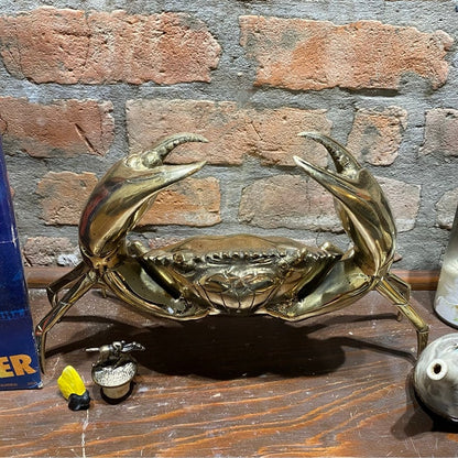 Brass Crab Statue Table Decor