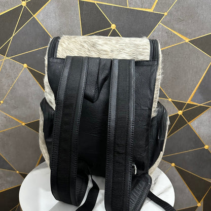 Grey Black Cowhide Backpack