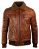 real shearling fur leather bomber jacket men