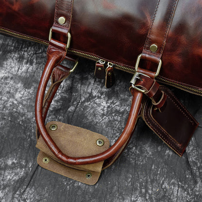 Crazy horse leather men's travel duffle bag