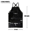 Black Leather Cooks Apron with 6 Tool Pockets
