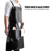 Black Leather Cooks Apron with 6 Tool Pockets