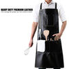 Black Leather Cooks Apron with 6 Tool Pockets