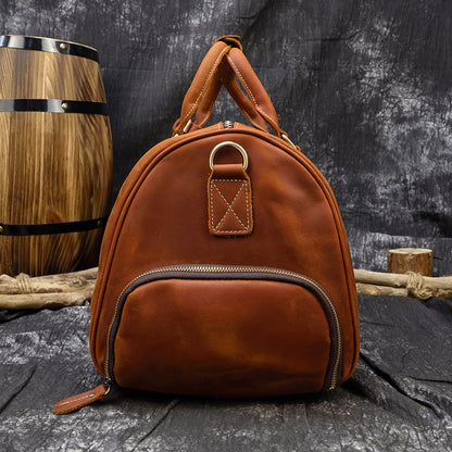 Retro crazy horse leather duffle travel bag