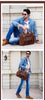 Leather mens duffle bag business travel briefcase