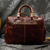 Leather mens duffle bag business travel briefcase