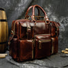 Leather mens duffle bag business travel briefcase