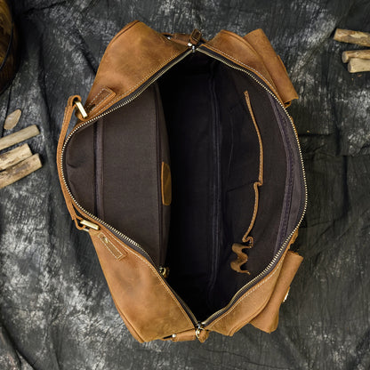 Retro leather men’s travel shoulder duffle bag