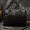 Men leather business briefcase laptop travel bag