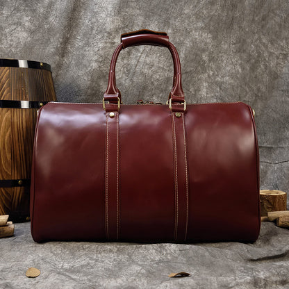 Men leather travel duffle bag cowhide weekender