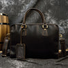 Men leather business briefcase laptop travel bag