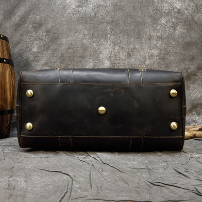 Crazy horse leather men travel duffle bag