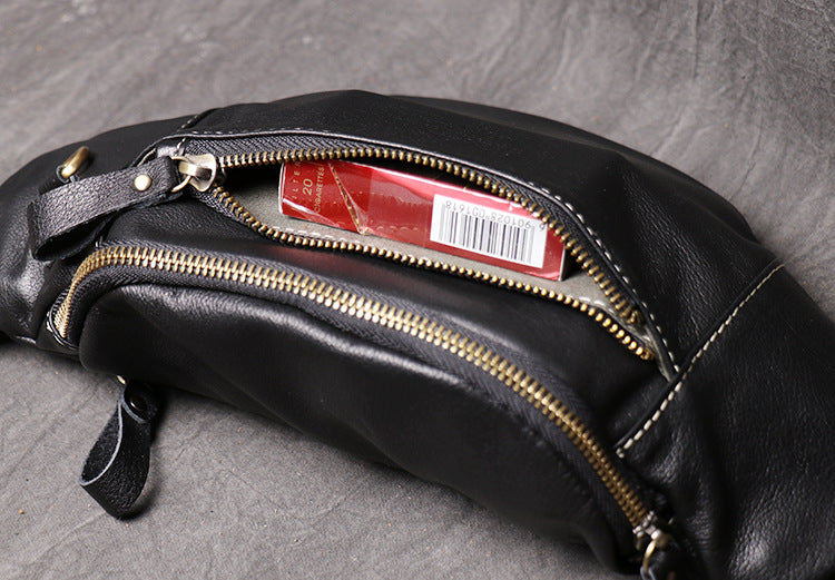 Men’s genuine leather chest sling bag