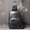Leather chest crossbody sling bag for men