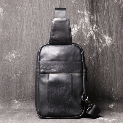 Leather chest crossbody sling bag for men