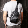Leather chest crossbody sling bag for men