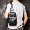 Leather chest crossbody sling bag for men
