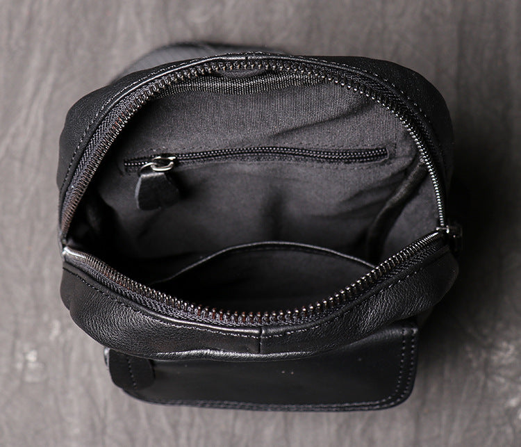 Leather chest crossbody sling bag for men