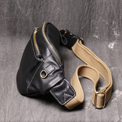 Men’s genuine leather chest sling bag