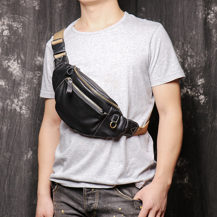 Men’s genuine leather chest sling bag