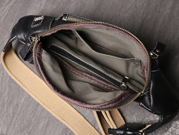 Men’s genuine leather chest sling bag