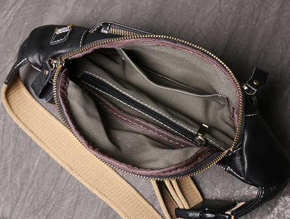 Men’s genuine leather chest sling bag
