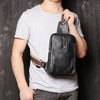 Men's top grain leather crossbody chest sling bag