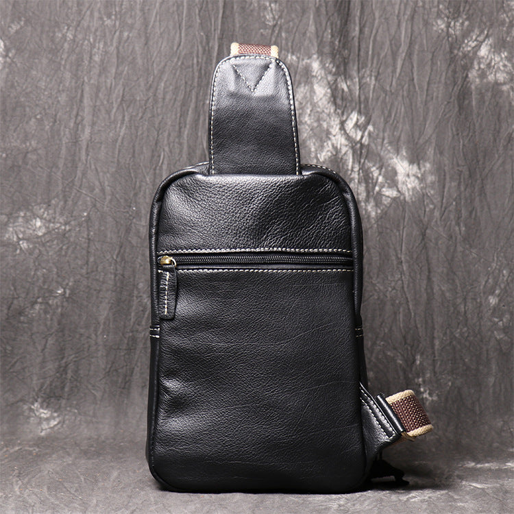 Men's top grain leather crossbody chest sling bag