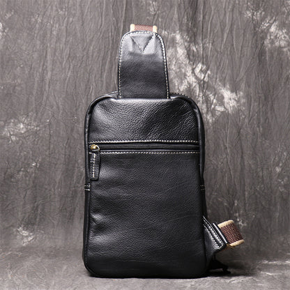 Men's top grain leather crossbody chest sling bag