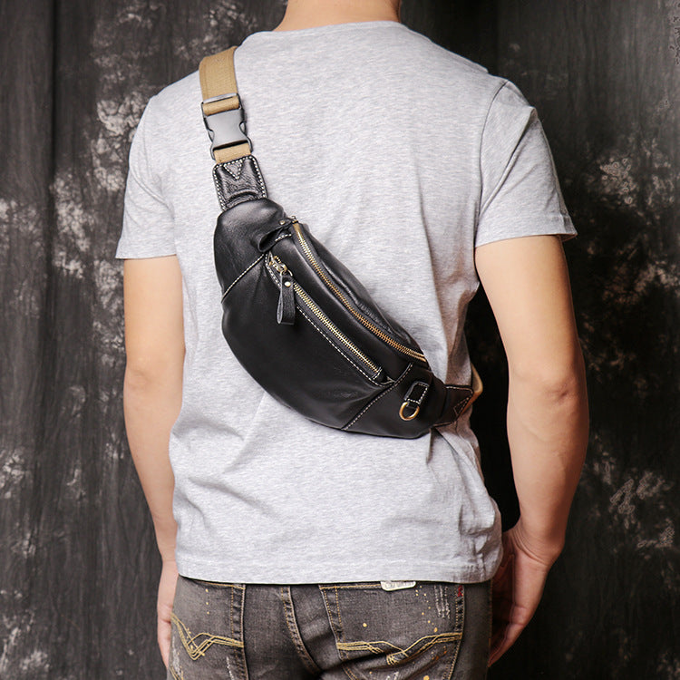 Men’s genuine leather chest sling bag