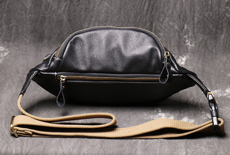 Men’s genuine leather chest sling bag