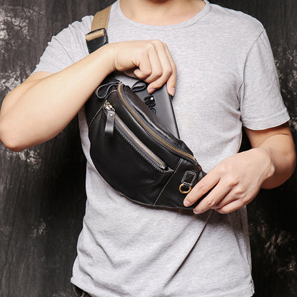 Men’s genuine leather chest sling bag