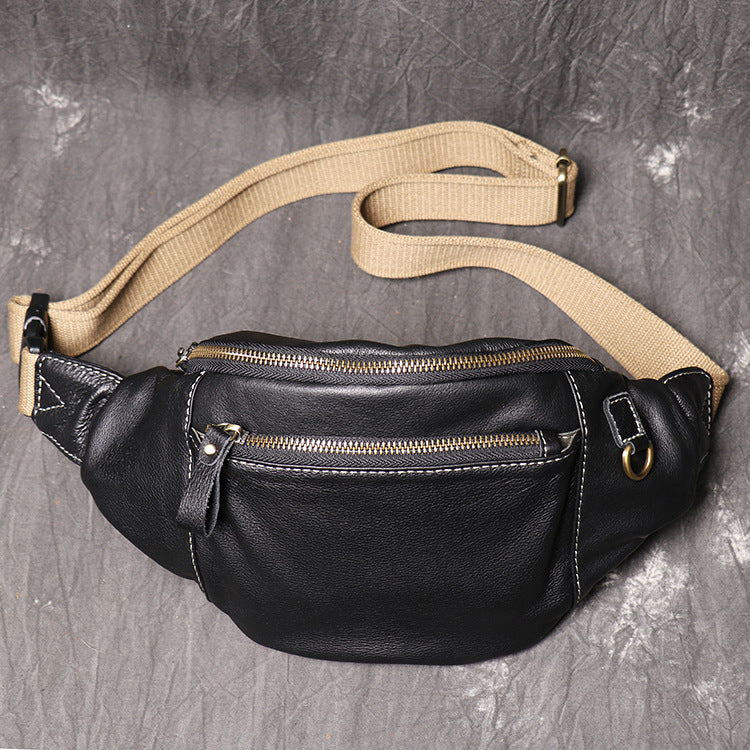 Men’s genuine leather chest sling bag