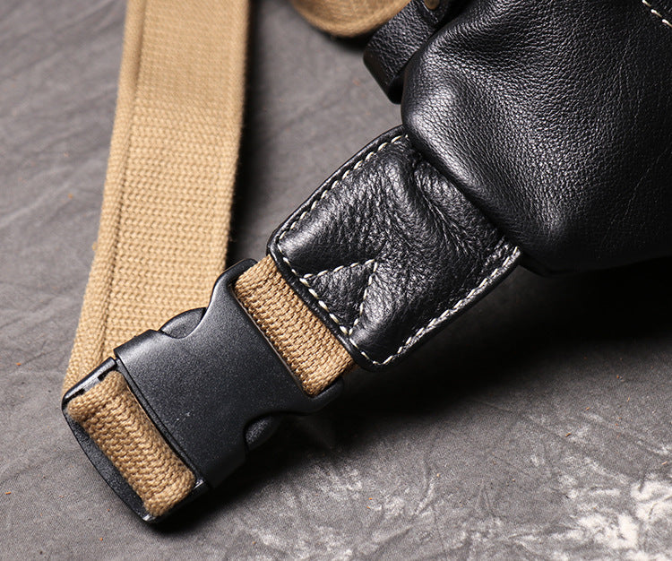 Men’s genuine leather chest sling bag