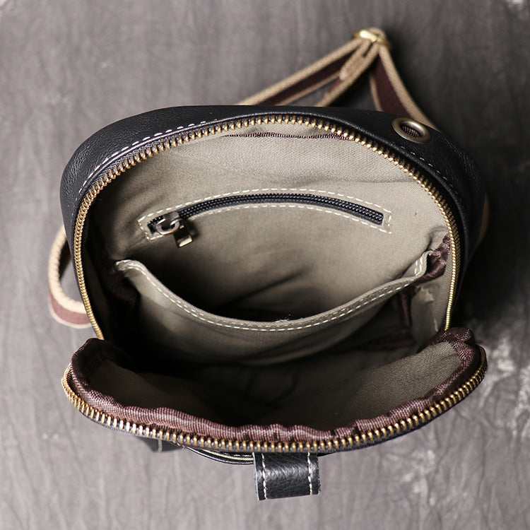 Men's top grain leather crossbody chest sling bag