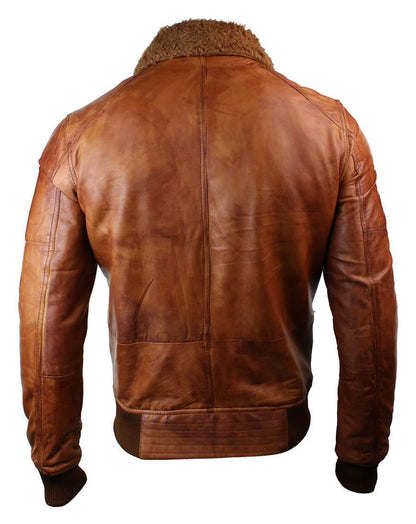 real shearling fur leather bomber jacket men