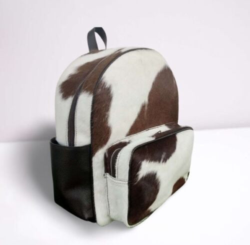 Small Cowhide Backpack Brown White