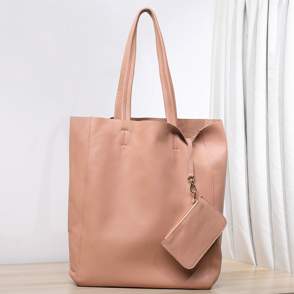 Top grain tumbled cowhide leather tote