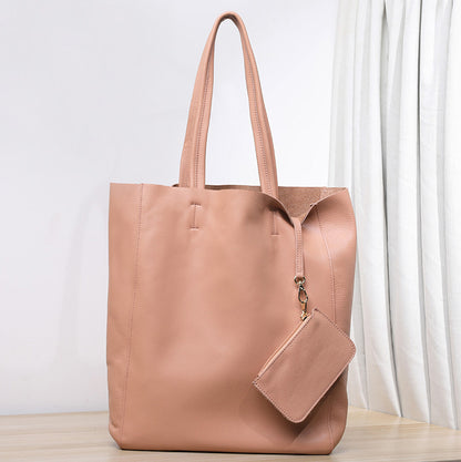 Top grain tumbled cowhide leather tote